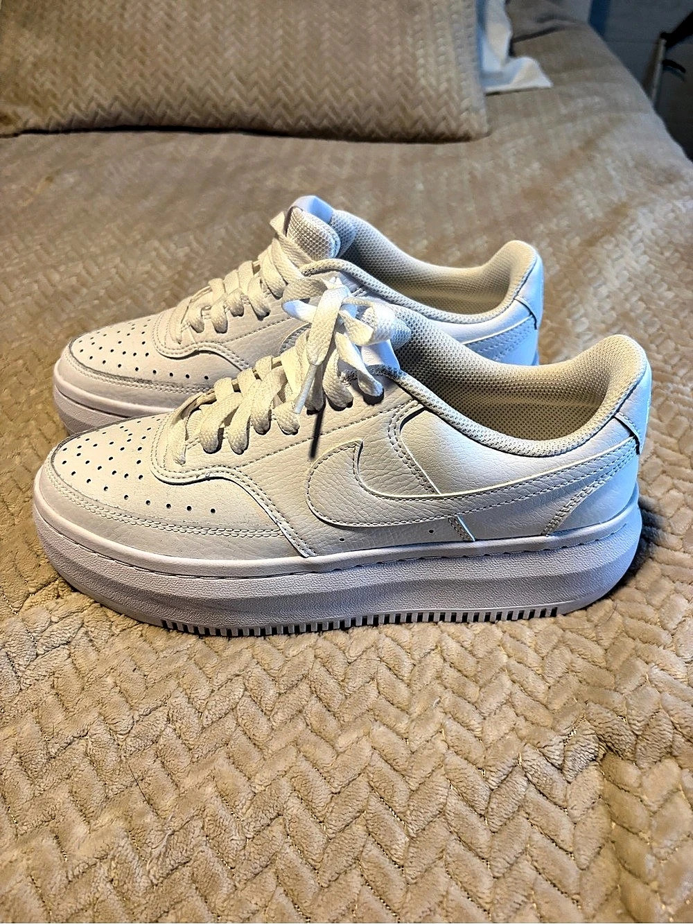 Nike Court Vision Alta Triple White Sneakers in White size 9.5